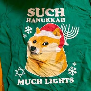 “Such Hanukkah Much Lights” meme men’s holiday shirt